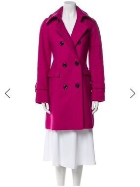 Trina Turk Fuchsia Double-Breasted Wool Pea Coat